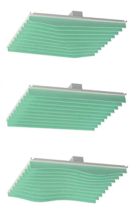 Square Radiant Baffle - Die Heiz-/ Kühldecke mit Akustikbaffeln