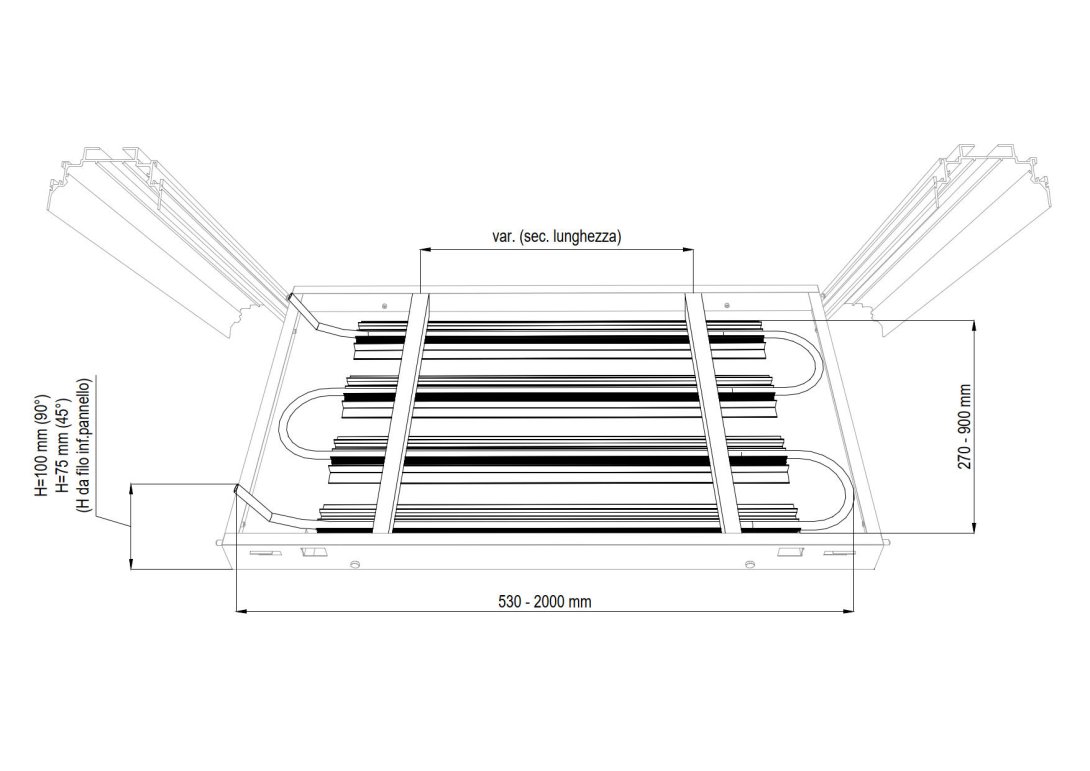 Square Radiant Baffle - Die Heiz-/ Kühldecke mit Akustikbaffeln